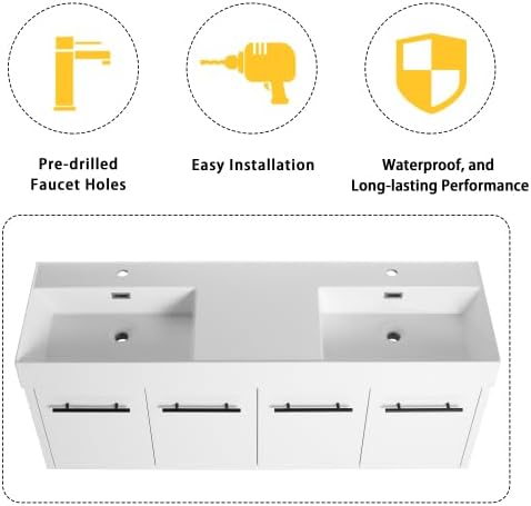 60” Wall Mounted Bathroom Vanity, Bathroom Cabinet - Image 8