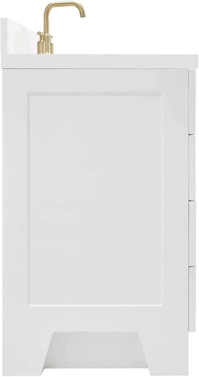 ARIEL Taylor 67" White Bathroom Vanity, 1.5" Edge Pure White Quartz Countertop - Image 8