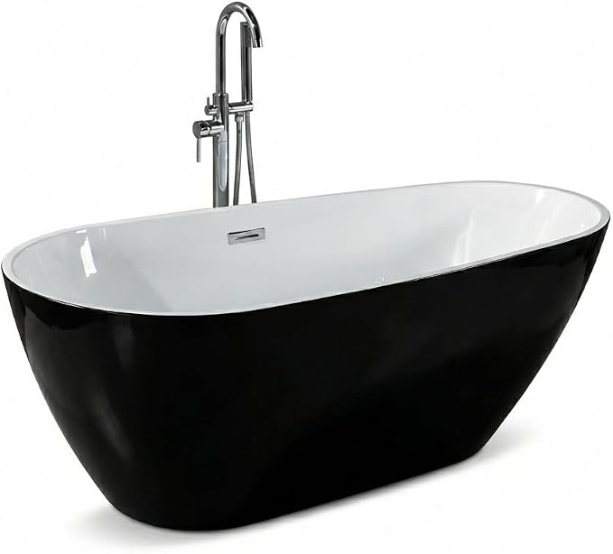 59 Inch Acrylic Freestanding Bathtub, Acrylic Soaking Bathtub - Image 3