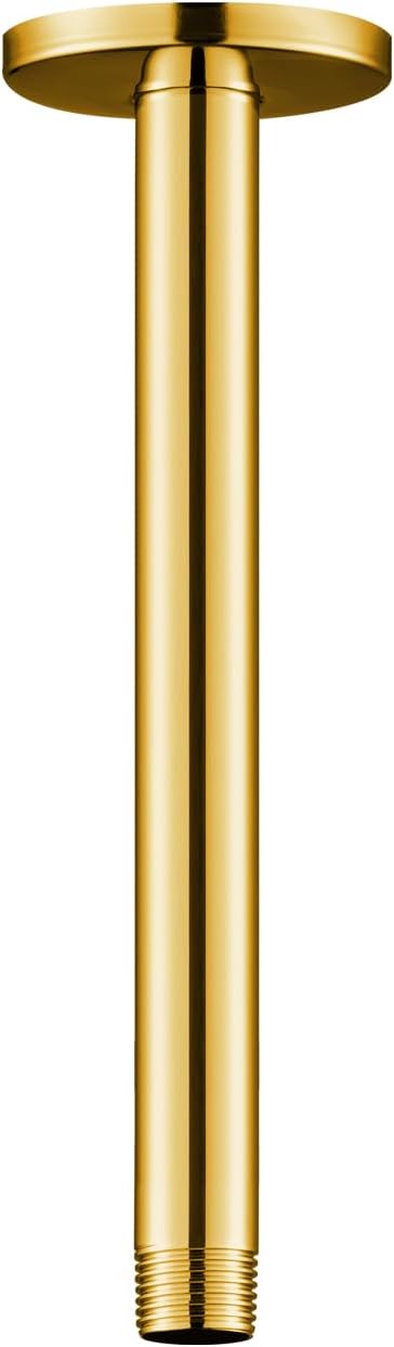 OFFO Shower Arm with Flange, Bright Gold 10 in Ceiling Mount Replacement Rain by OFFO