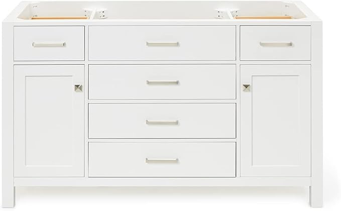 ARIEL Bristol 54" White Bathroom Vanity Base Cabinet, Single Sink Configuration by Ariel