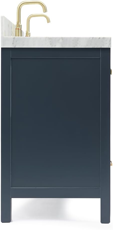 ARIEL Cambridge 60 Inch Midnight Blue Bathroom Vanity Double Sink, Solid Wood - Image 9