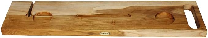 EcoDecors Eleganto 36" Live Edge Solid Teak Bath Caddy Tray - Image 6