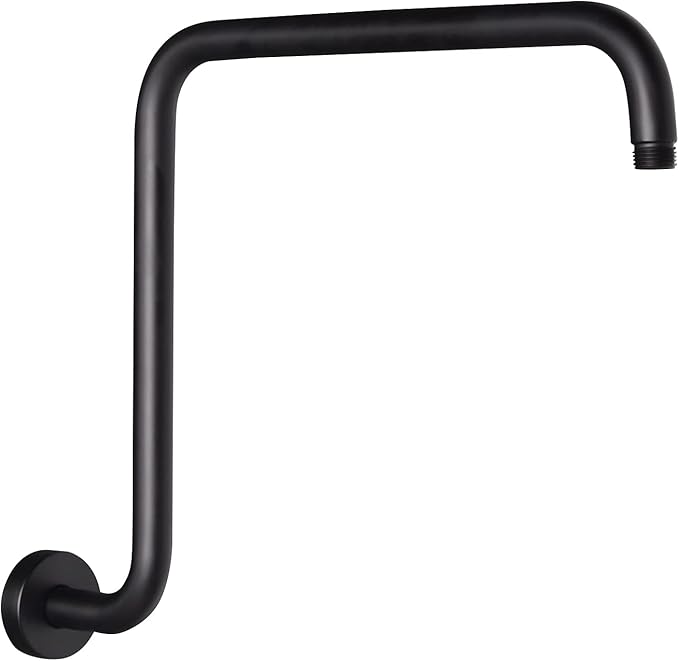 PHASAT 16 Inches Black Shower Head Arm, S Shaped Shower Arm by PHASAT