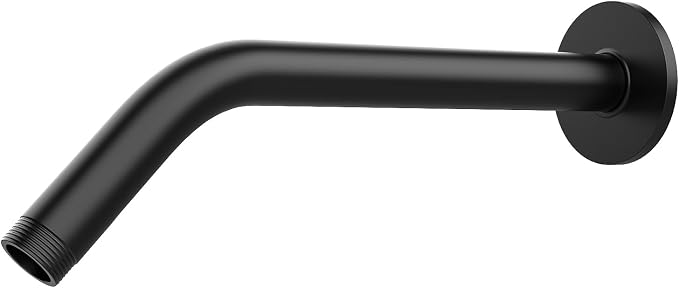 Shower Arm with Flange, 10 Inch Matte Black Shower Pipe, Wall Mount Replacement by RULNFICHY