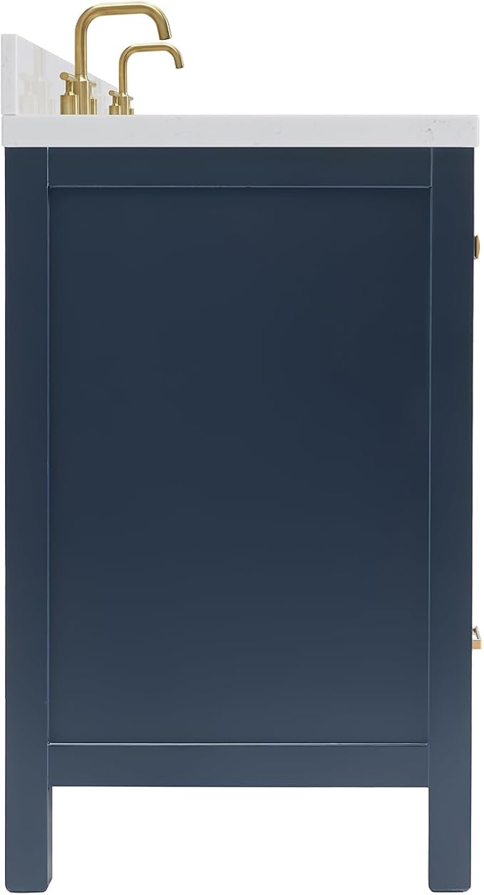 ARIEL Cambridge 60 Inch Midnight Blue Bathroom Vanity Double Sink, Solid Wood - Image 10