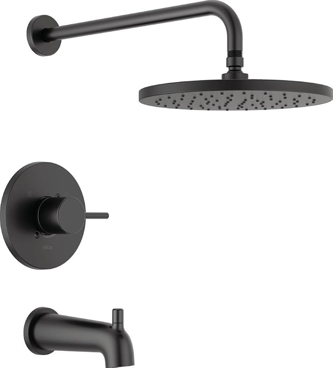 Delta Faucet Modern Raincan Round Single-Function Tub and Shower Trim Kit Black by DeltaFaucet