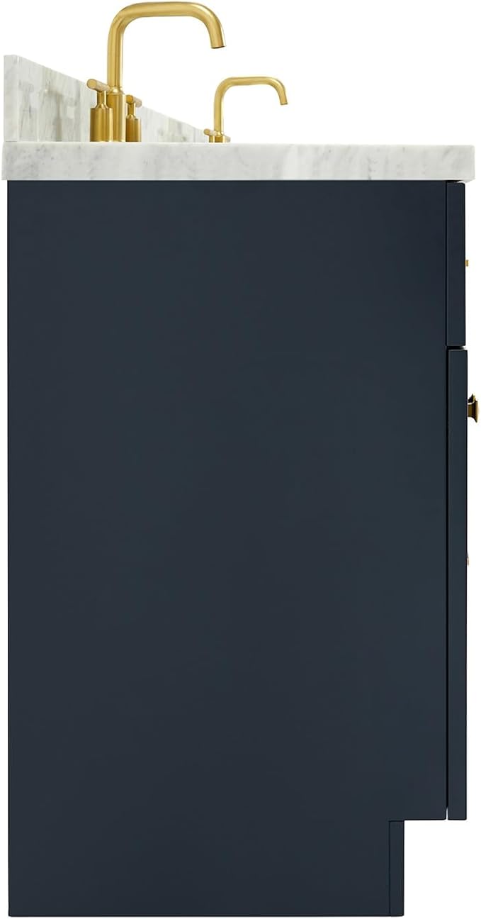 ARIEL Hamlet 67" Midnight Blue Double Vanity, 1.5" Edge Italian Carrara Marble - Image 10