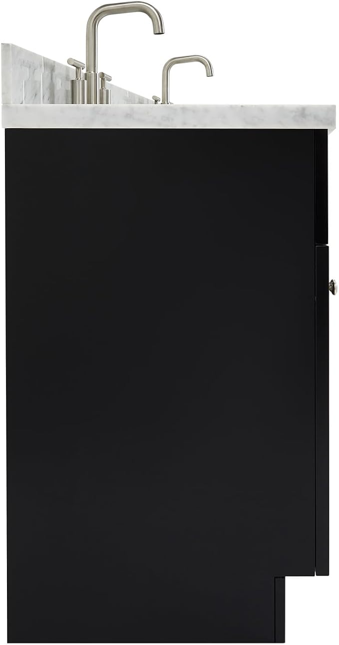 ARIEL Hamlet 67" Black Double Vanity, 1.5" Edge Italian Carrara Marble - Image 7