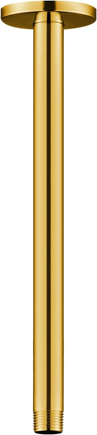 OFFO Shower Arm with Flange, Bright Gold 16 in Ceiling Mount Replacement Rain by OFFO
