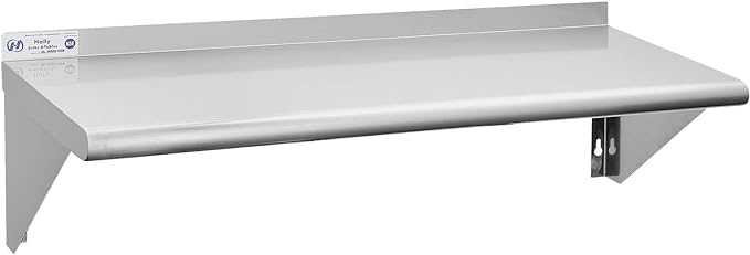 Hally Stainless Steel Shelf 12 x 36 Inches 250 lb, NSF Commercial Wall Mount by HallySinksTablesH