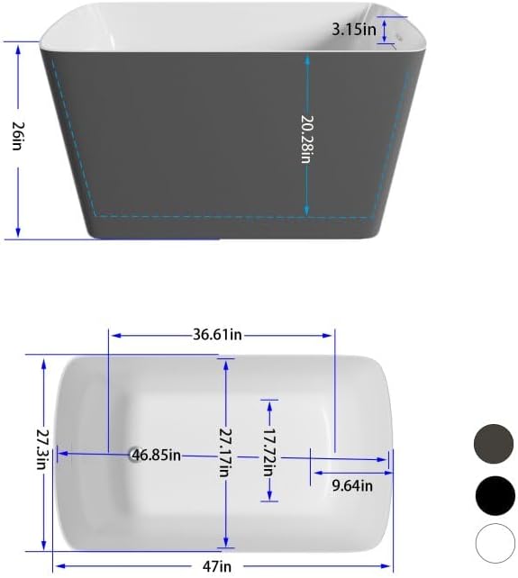 47" Lucite Acrylic Freestanding Bathtub，Square Shape Janpanese Soaking Tub - Image 2