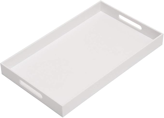 Glossy White Sturdy Acrylic Serving Tray by KEVLANG