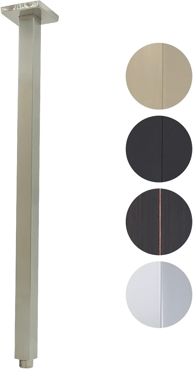 Shower Arm with Flange 24 Inches Ceiling Mount Square Straight Extender by Drettyer