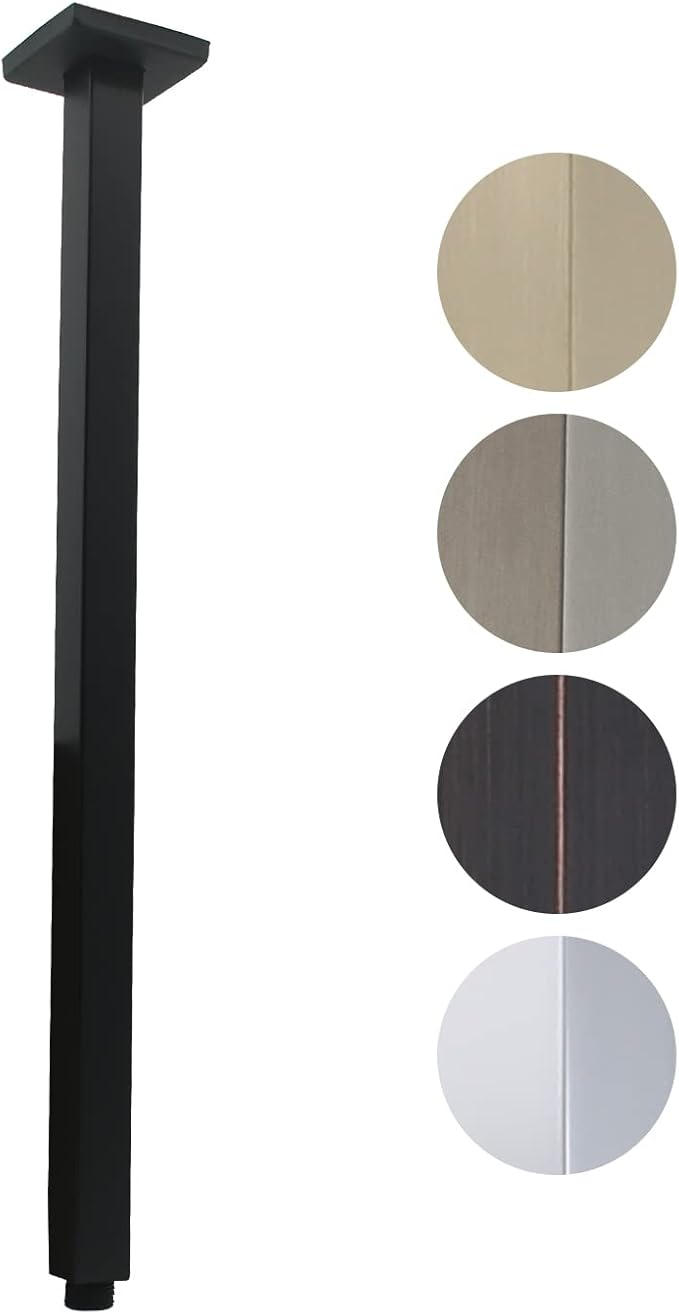 Shower Arm with Flange 24 Inches Ceiling Mount Square Straight Extender by Drettyer