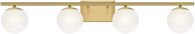 New Bathroom Vanity Light Fixtures Brushed Brass Milk White Globe Glass Shade 4 - Image 5