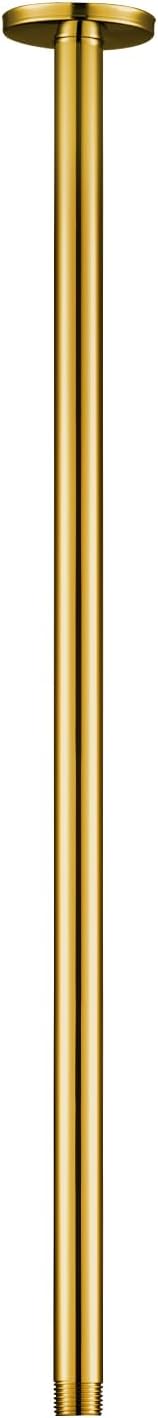 OFFO Shower Arm with Flange, Bright Gold 24 in Ceiling Mount Replacement Rain by OFFO