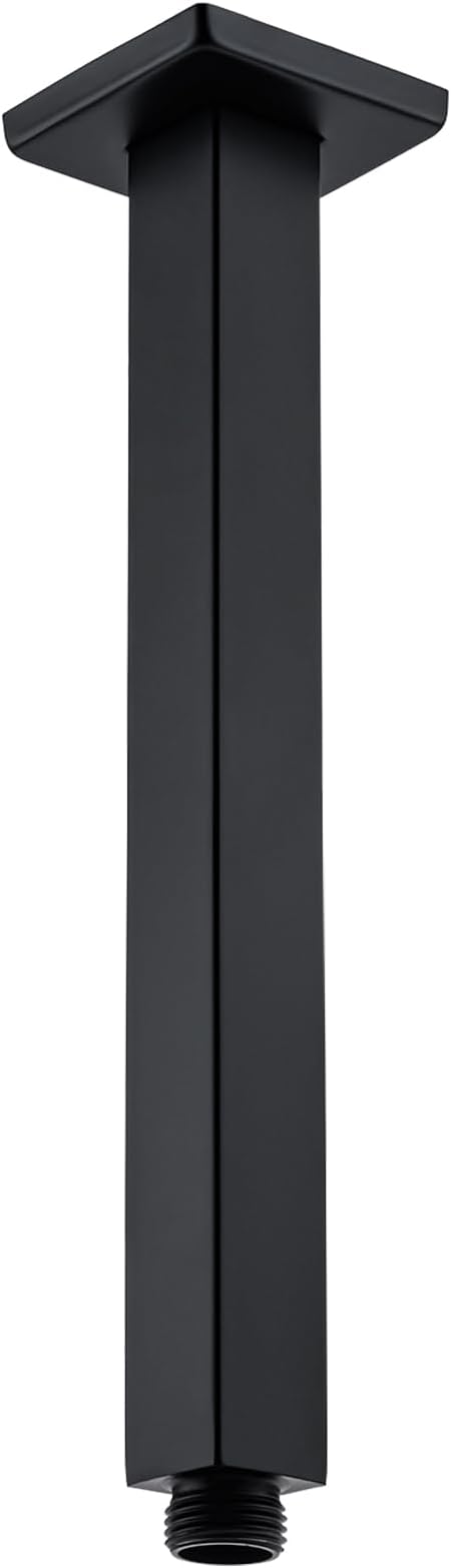BESTILL 10 Inch Matte Black Ceiling Mount Shower Arm and Flange, Square Rain by BESTILL