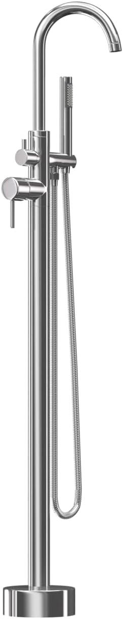 Freestanding Tub Filler Polished Chrome Floor Mount Bathtub Faucet Bathroom by Unknown