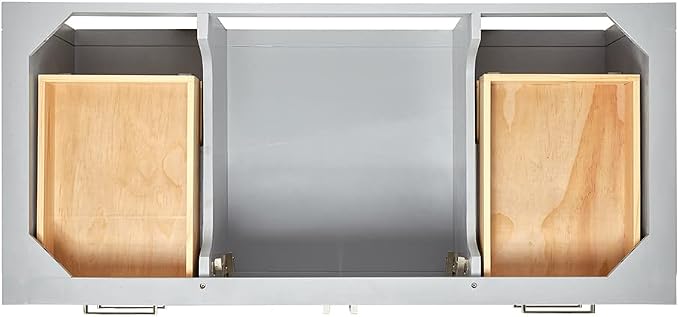 ARIEL 48" Grey Bathroom Vanity Base Cabinet, Center Rectangular Sink, 2 Soft - Image 6