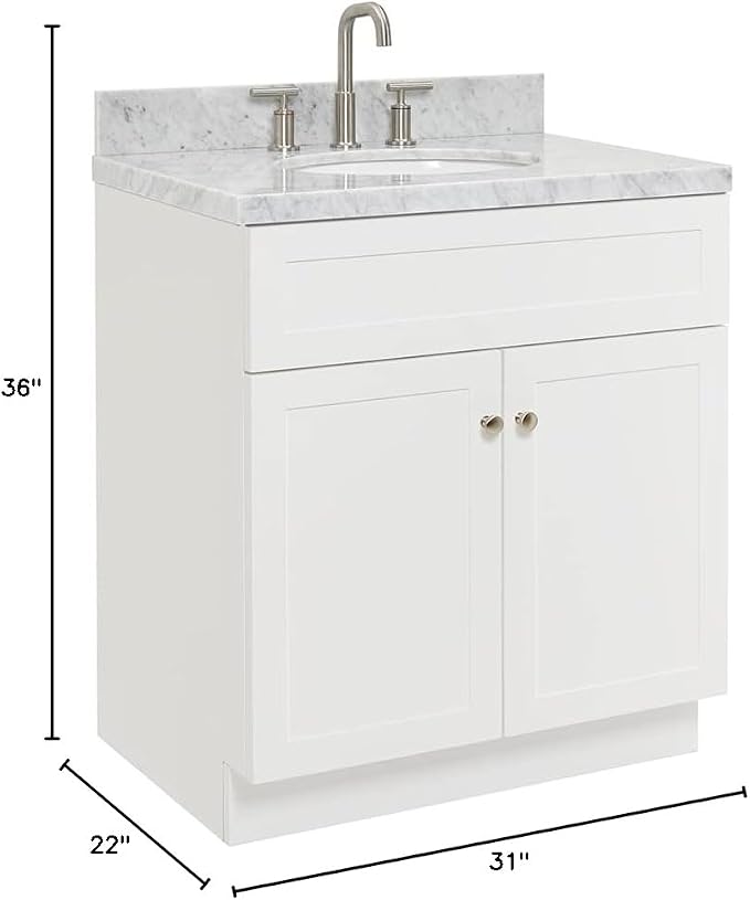 ARIEL Hamlet 31 Inch White Bathroom Vanity - Image 3