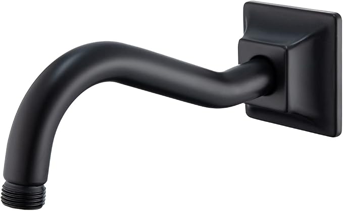 8" Wave-shaped Shower Arm Matte Black Showerhead Extension by SEABEFORE