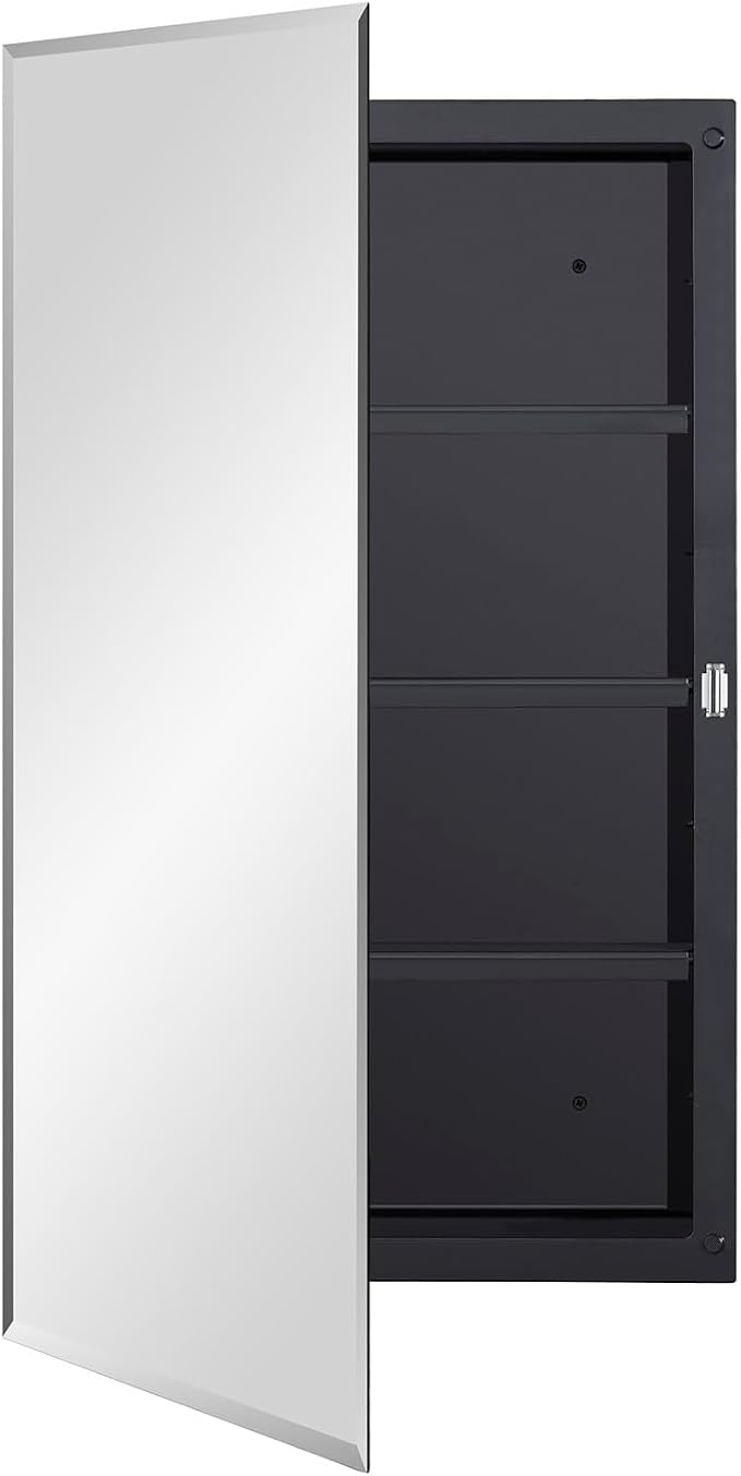 Black Plastic Medicine Mirror Cabinet - Image 8