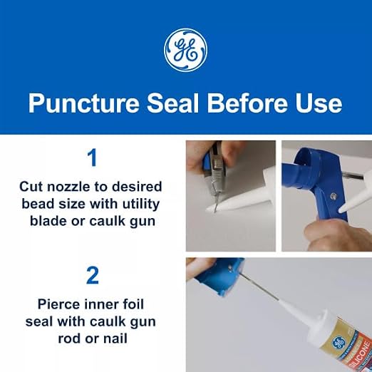 GE Advanced Silicone Caulk for Kitchen & Bathroom, 10 fl oz Cartridge, 12 Pack - Image 6
