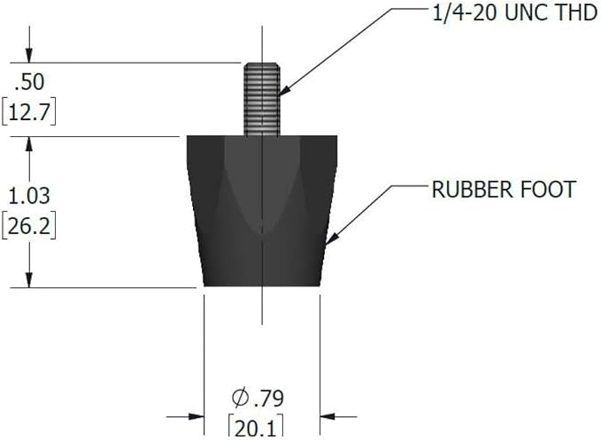 OCS Parts Adjustable Rubber Bumper Feet, 1/4-20 Thread, Solid Rubber - Image 2