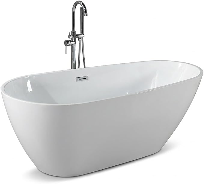 67 Inch Acrylic Freestanding Bathtub, Acrylic Soaking Bathtub - Image 3
