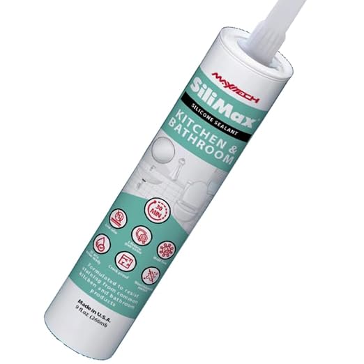 Kitchen & Bathroom Silicone Caulk– Clear Silicone Sealant Waterproof by SILIMAX