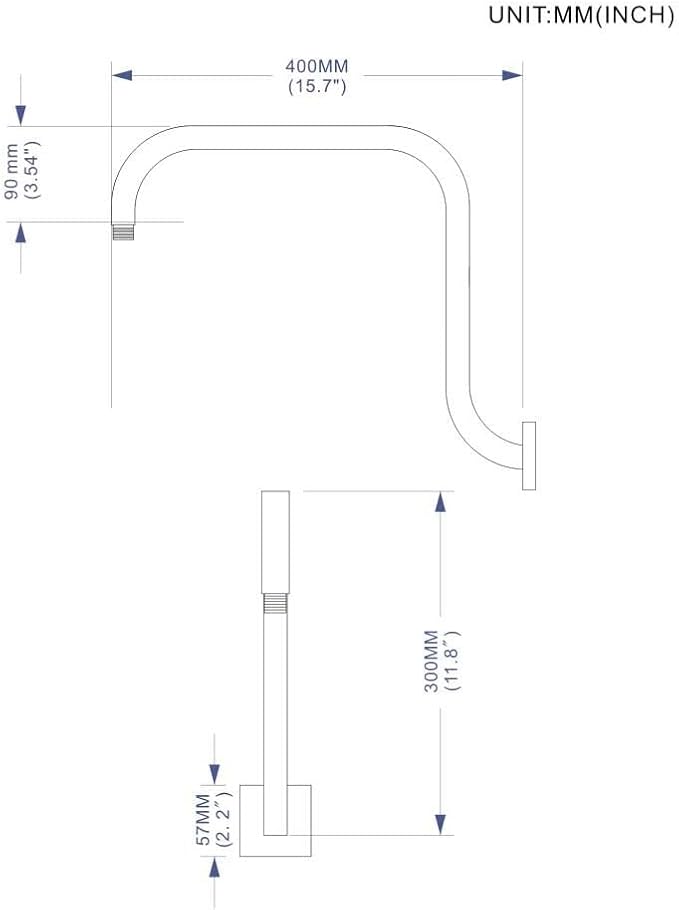 PHASAT S Shaped Square Shower Arm - Image 6