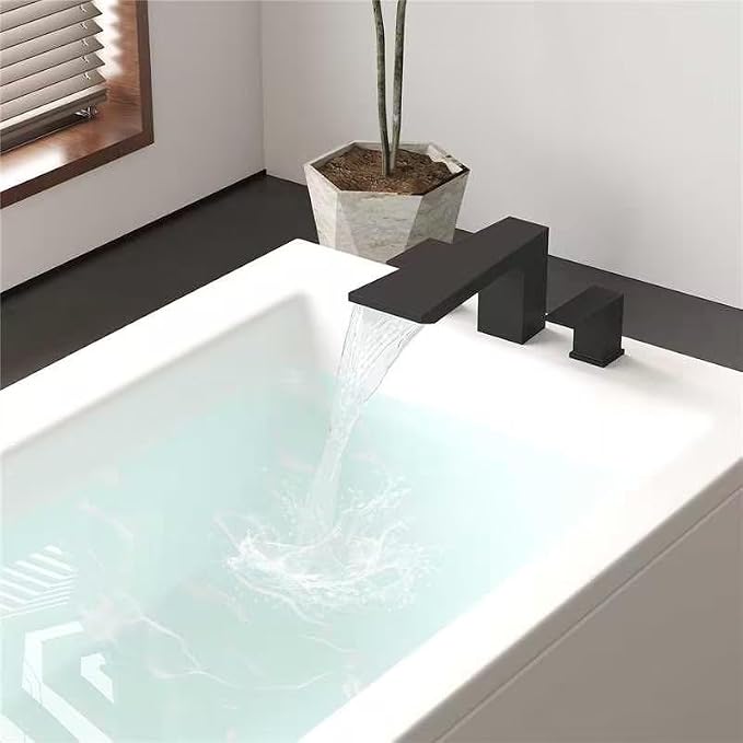 BESy Waterfall Roman Tub Faucets, Deck Mount Bathtub Faucets Set, Garden 3 - Image 2