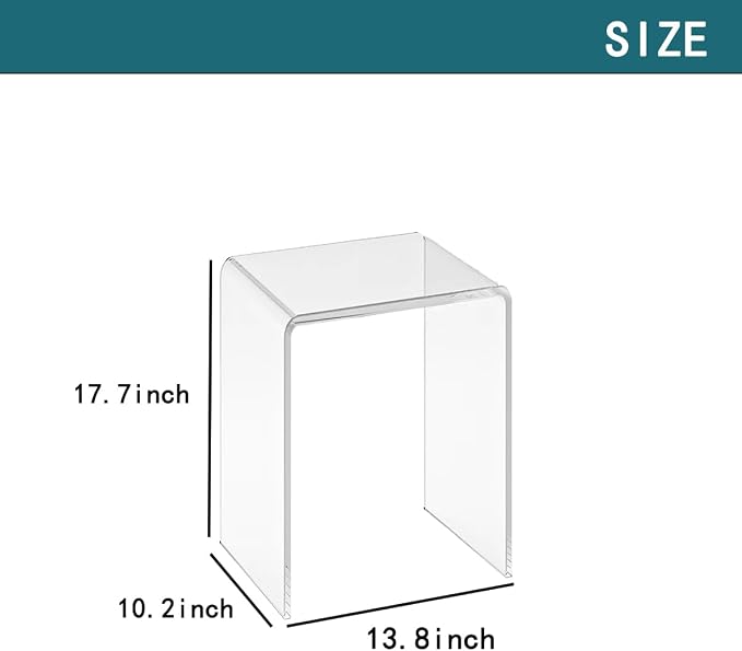 Acrylic 17.7" H Small Stool for Adults, Acrylic Shower Bench Stool Chair Seat - Image 2