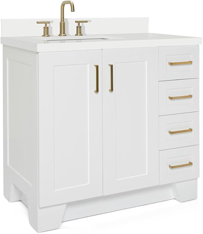 ARIEL Taylor 37 Inch White Bathroom Vanity - Image 6