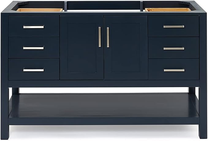 ARIEL 54" Midnight Blue Bathroom Vanity Base Cabinet, Center Rectangular Sink by Ariel