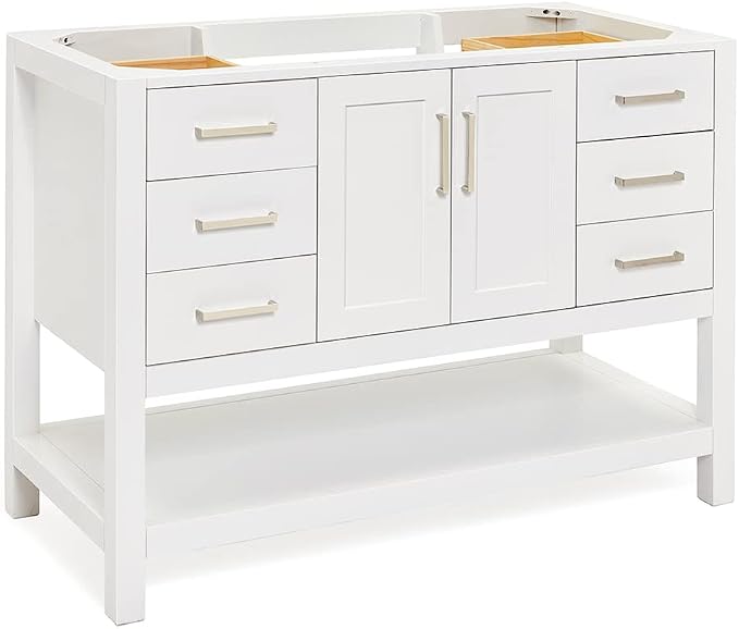 ARIEL 48" White Bathroom Vanity Base Cabinet, Center Rectangular Sink, 2 Soft - Image 9