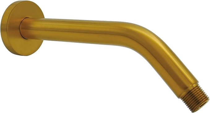 Aquaiaw Shower Arm and O-Ring Flange, 8 inch, Solid Brass, Brushed Gold by AQUAIAW