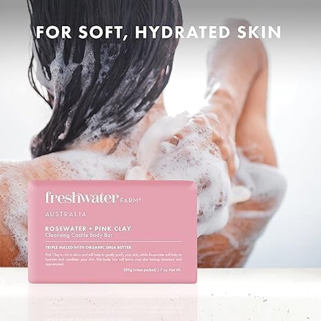 Freshwater Farm Australia Castile Natural Bar Soap | Rosewater + Pink Clay | - Image 7