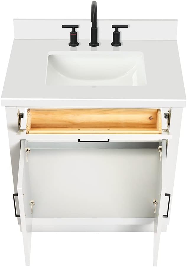 ARIEL 31" Bathroom Vanity with Single Sink, Quartz Top 1.5" Edge, Solid Wood - Image 6