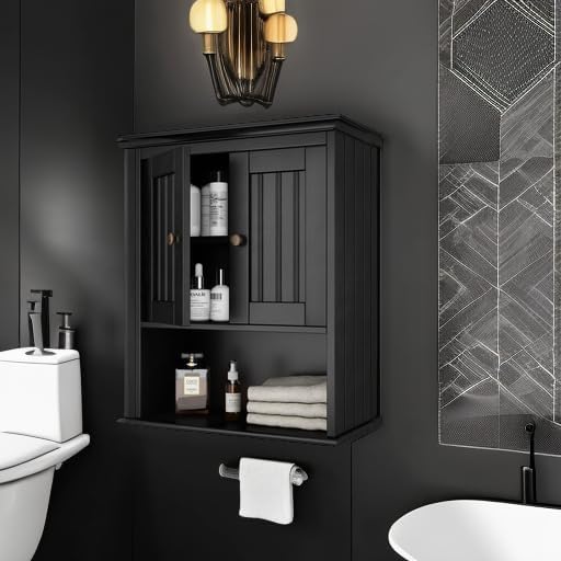Treocho Wood Wall Cabinet Bathroom Medicine Cabinet Storage - Image 5