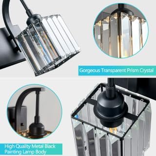 Crystal Vanity Lights 3-Light Black Bathroom Vanity Lights Modern Crystal - Image 5