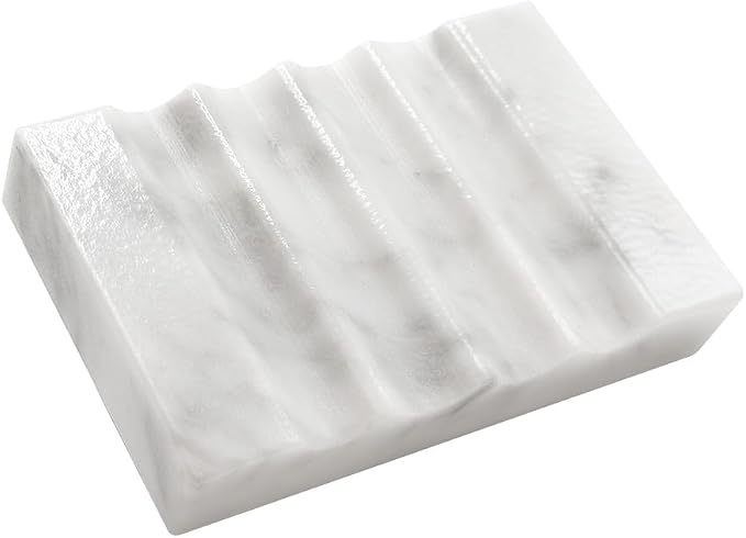 Real Marble Soap Dish for Shower Stone Tray Small Bar Soap Holder by Unknown