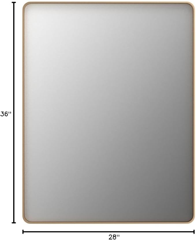 LOAAO 28”X36” Gold Bathroom Mirror, Rounded Rectangle Gold Frame Mirror - Image 8