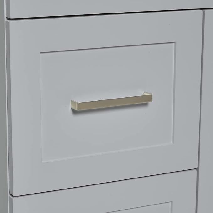 ARIEL 55" Grey Bathroom Vanity 1.5" Edge Pure White Quartz Countertop & Splash - Image 9