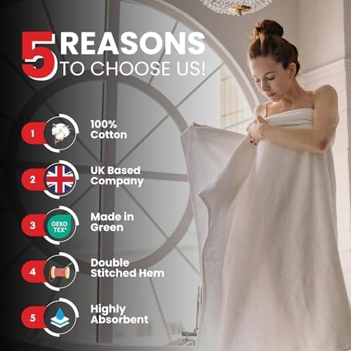 Infinitee Xclusives– Luxury Bath Sheets Towels – 2 Pack 600 GSM– 100% Ring Spun - Image 2