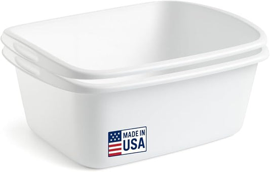 Tribello 2-Pack Dish Pans for Kitchen Sink, Plastic Tub Dishpan Wash Basin and by Tribello