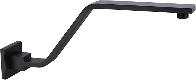16 Inch S Shape Matte Black Shower Head Arm, Square Wall Mounted Shower Arm and by BESTILL