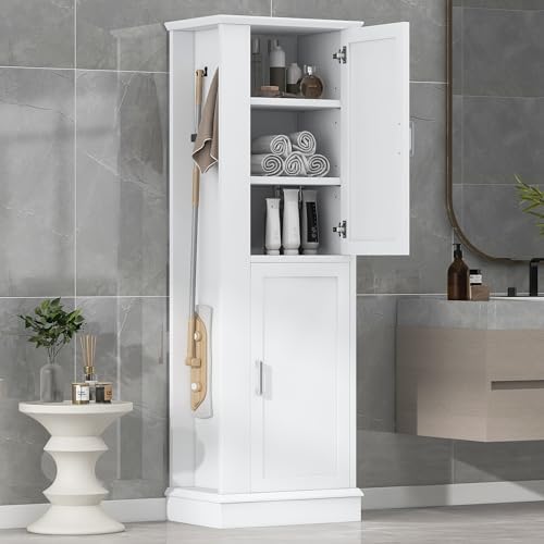 Tall Narrow Storage Cabinet, Wood White Storage Cabinet by Virubi