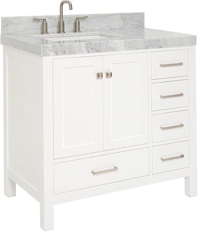 ARIEL Cambridge 36 Inch White Bathroom Vanity - Image 8